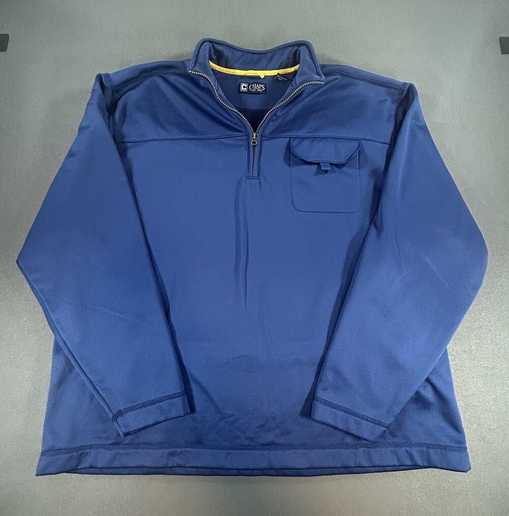CHAPS Explorer Men's Size 4XB Quarter-Zip Pullover Blue